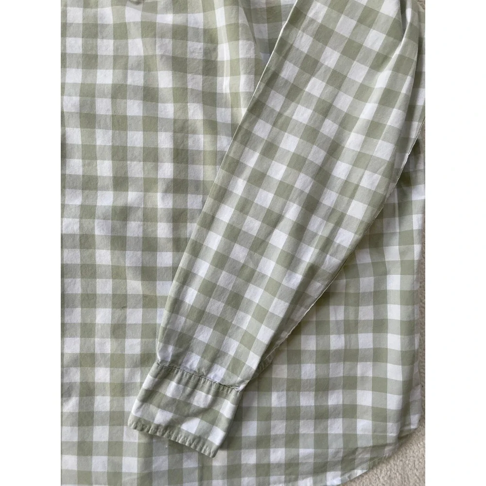 J.Crew Mens Small Secret Wash Button Down Shirt Green Gingham Check Slim Stretch